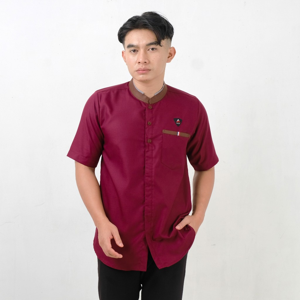 ANR FADILLAH-Kemeja Koko Pakaian Muslim Pria dewasa Atasan baju koko lengan pendek hijau wardah