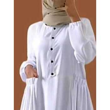 Gamis Putih Bersih/Gamis Polos Crinkle airflow Putih/Dress Cika Airflow Terbaru Kekinian