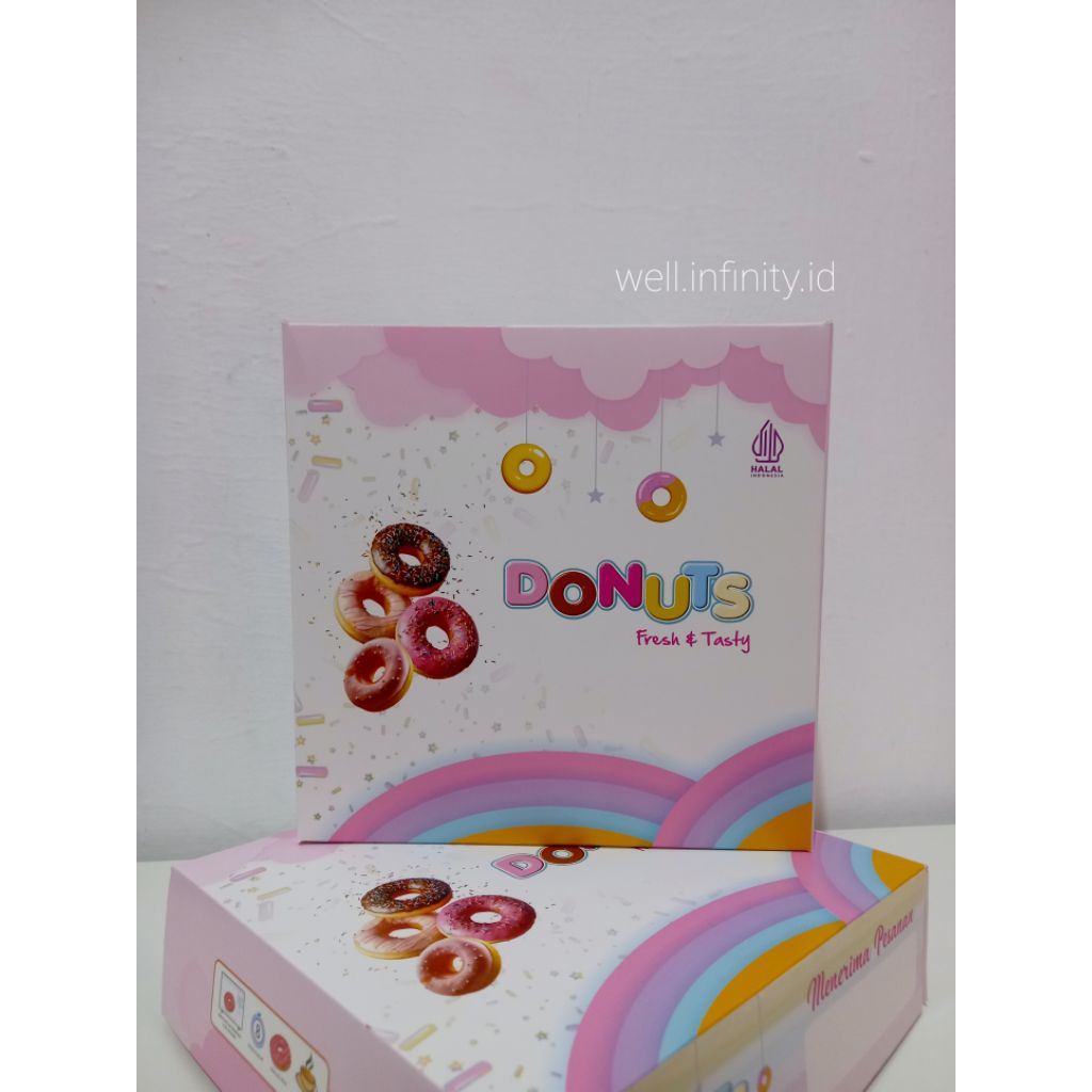 Dus Donat 18x18x5 cm Ready | Box Donat isi 4 | Dus Donat isi 4 Box Donut Ready Dus Donut 18x18x5 cm