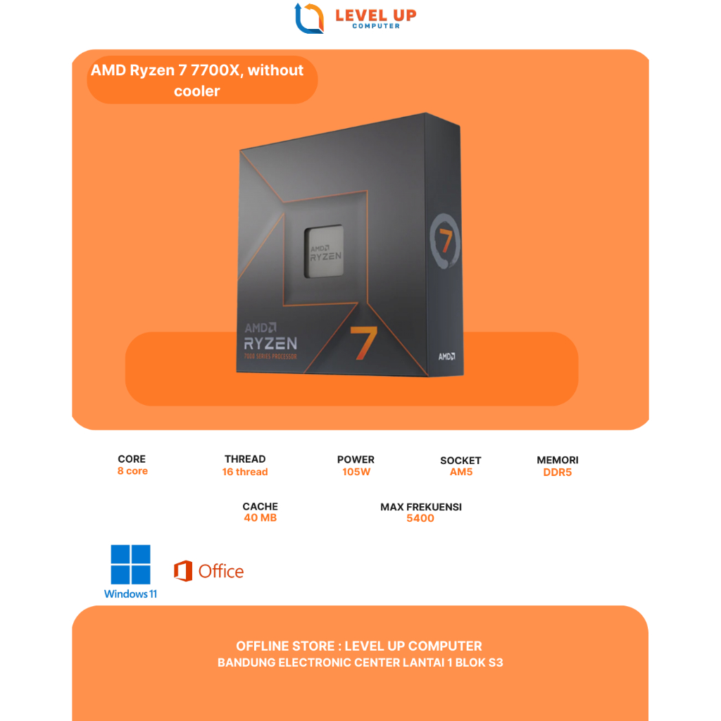 AMD Ryzen 7 7700X tanpa cooler