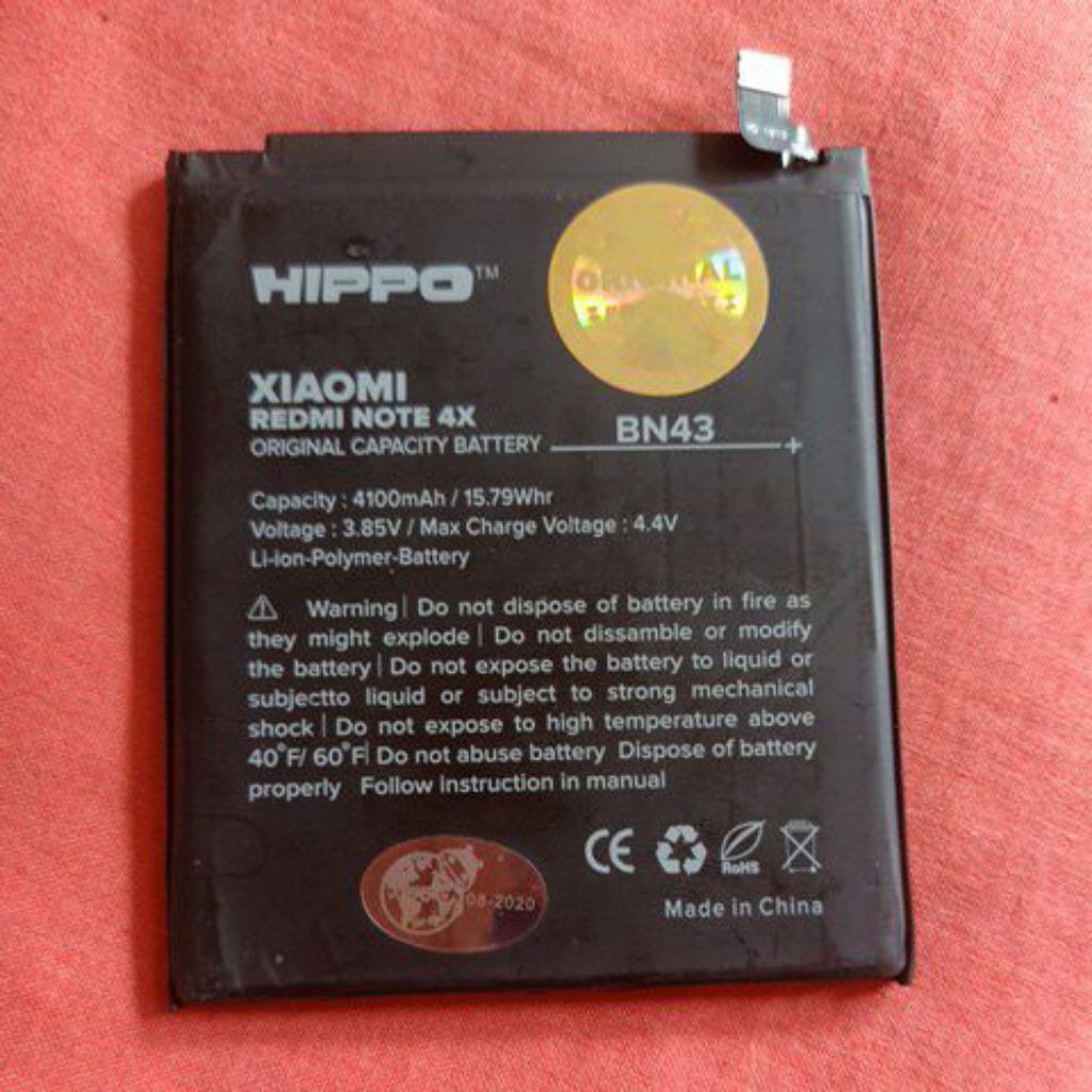 Hippo Baterai Redmi note 4/ note 4x Snapdragon Battery BN43 Second bekas Copotan normal