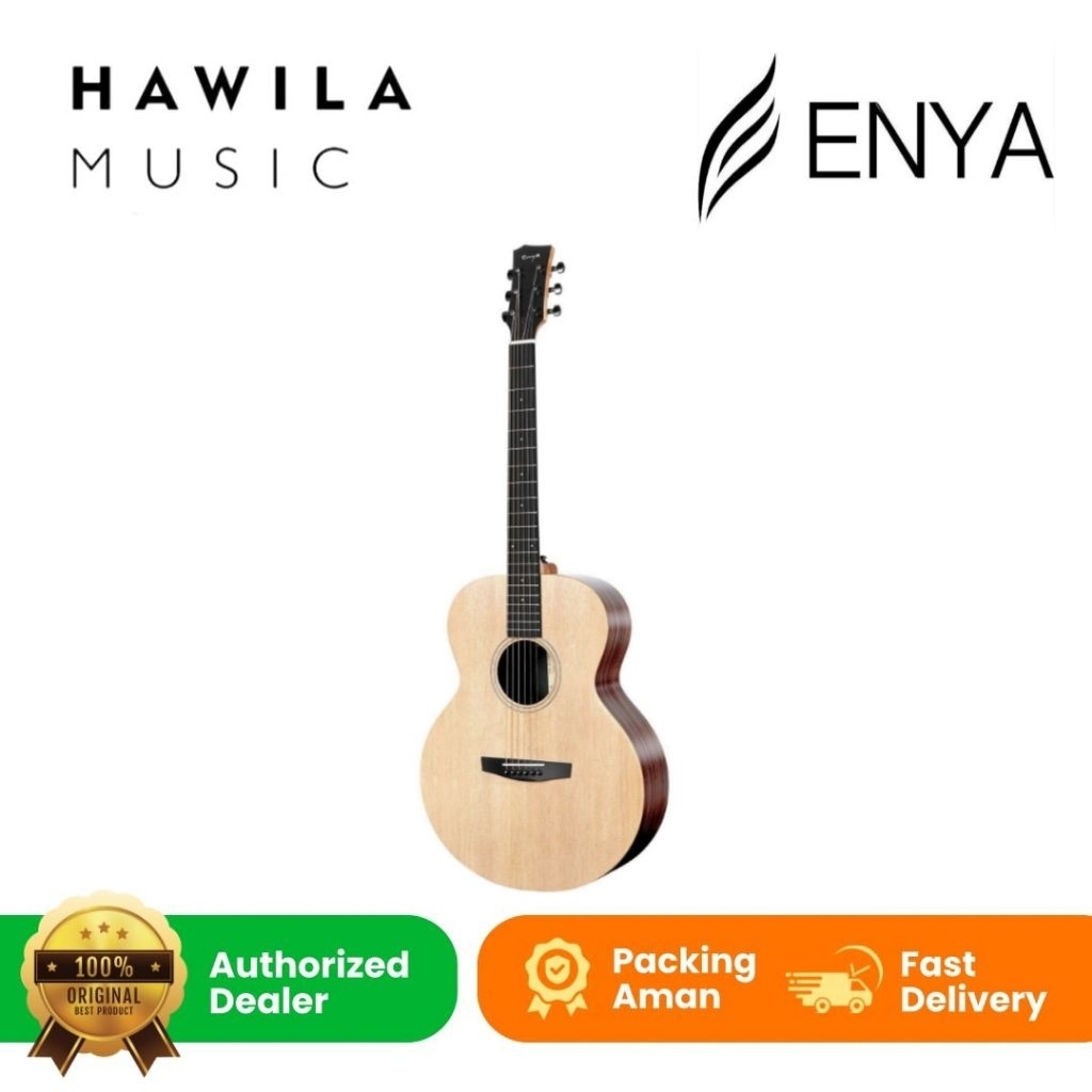 Gitar Akustik Elektrik ENYA EA X0 SO EA EQ Natural-Black-White + Tas Dll Built in Effects Delay Chor