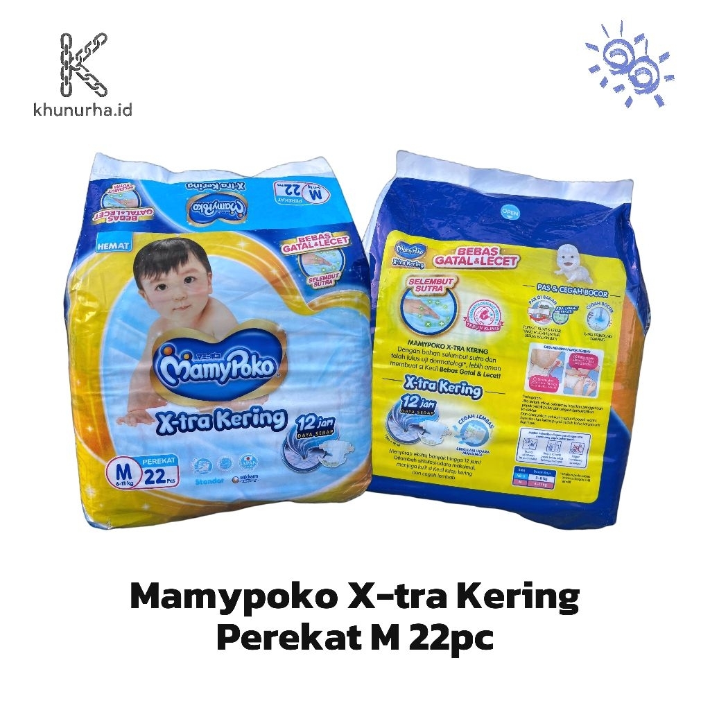MamyPoko X-tra Kering Perekat M22pc || Pampers Bayi || khunurha.id