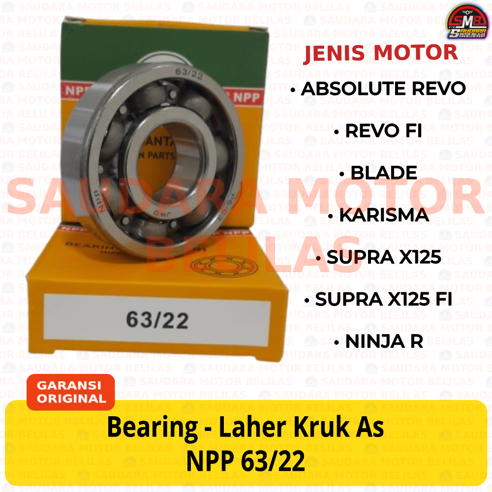 Bearing NPP 63/22 ABSOLUTE REVO / REVO FI / BLADE/ KARISMA / SUPRA X125 / SUPRA X125 FI / NINJA R Ba