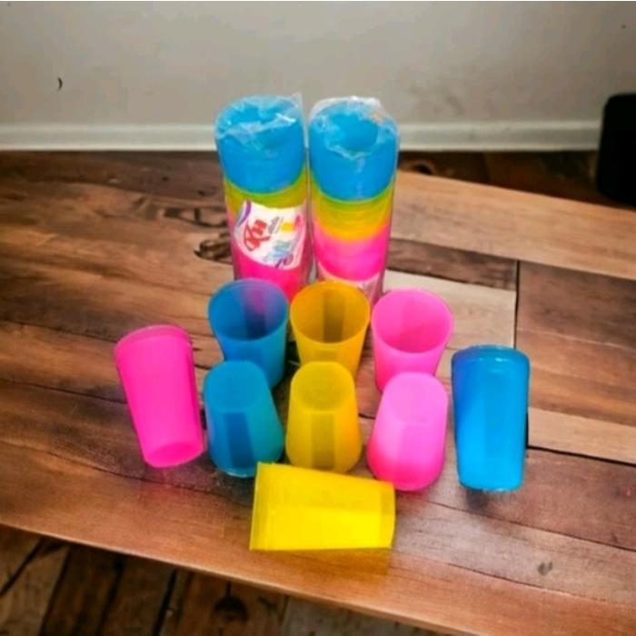 1Pcs Gelas Plastik KH Alaska Gelas Minum Plastik Warna Cangkir Plastik - Pink