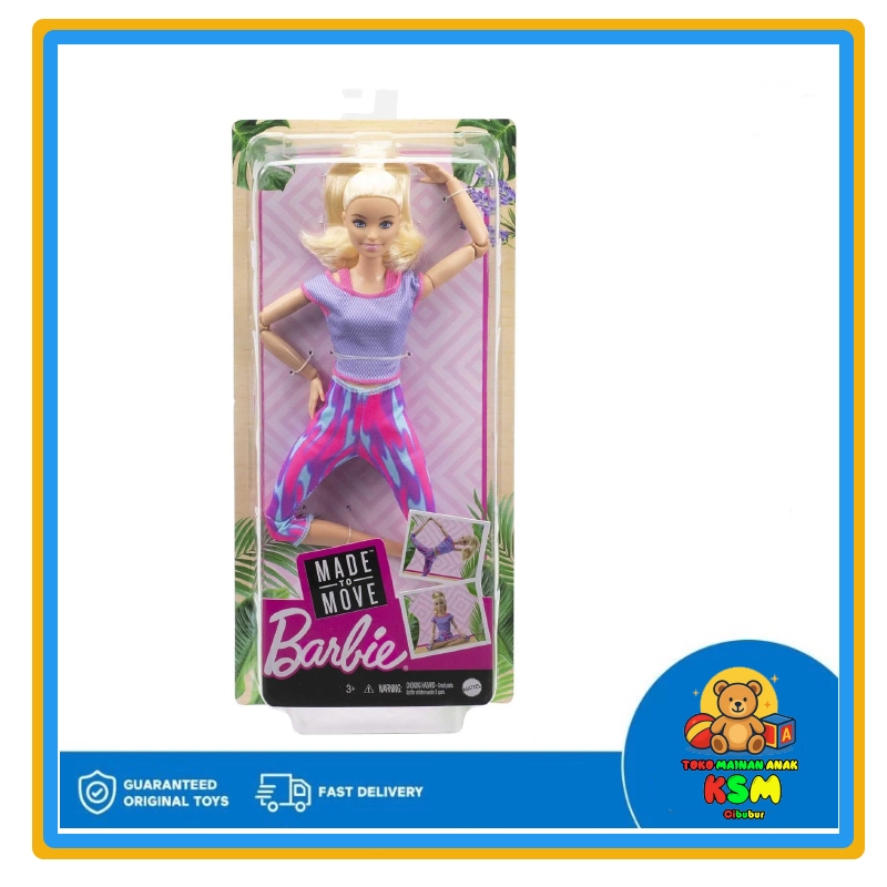 Barbie Made to Move – Doll dengan Gaun Pink Original Mattel