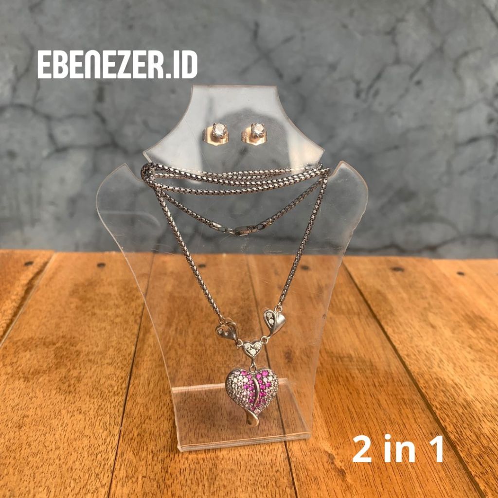 Standing Display Kalung & Anting / Manekin Mini Akrilik untuk Pajangan Perhiasan / Rak Display Kalun