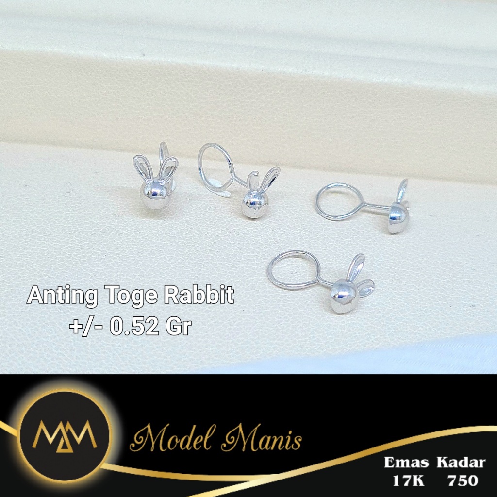 Anting Toge Rabbit Putih 750 kadar 17k