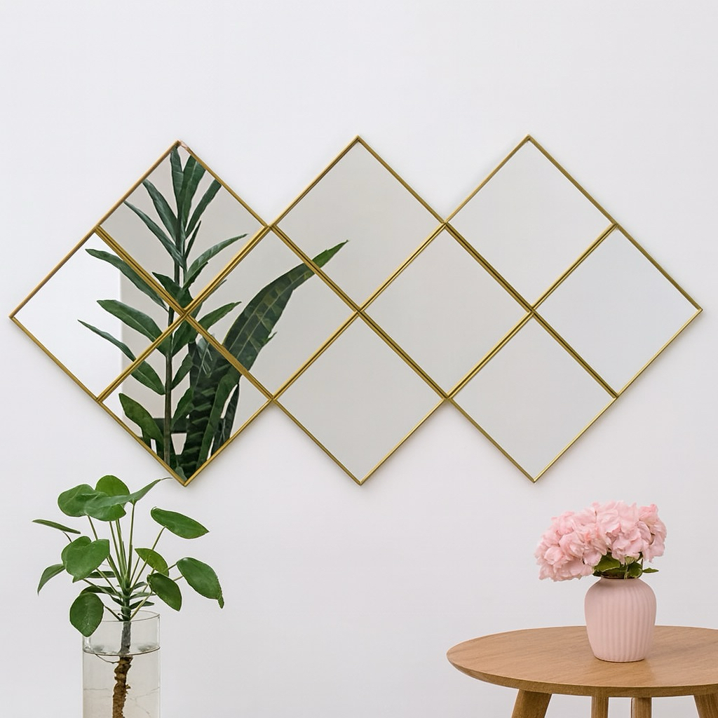 Kaca Cermin Tempel Dinding Susun Kotak Aesthetic Dekorasi