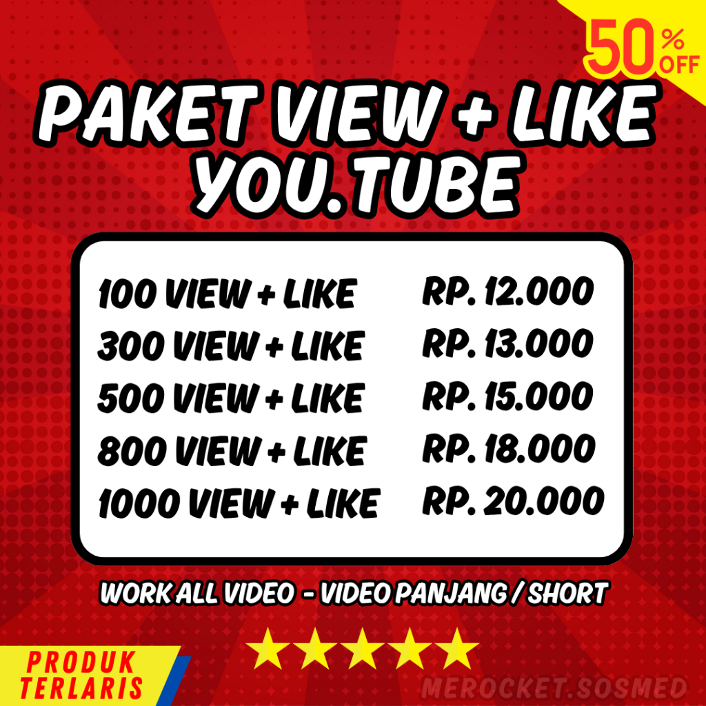 DISKON Paket View Like 1000 View Likes YouTube Permanen Non Drop Organik || Promo Viewer Like YouTub