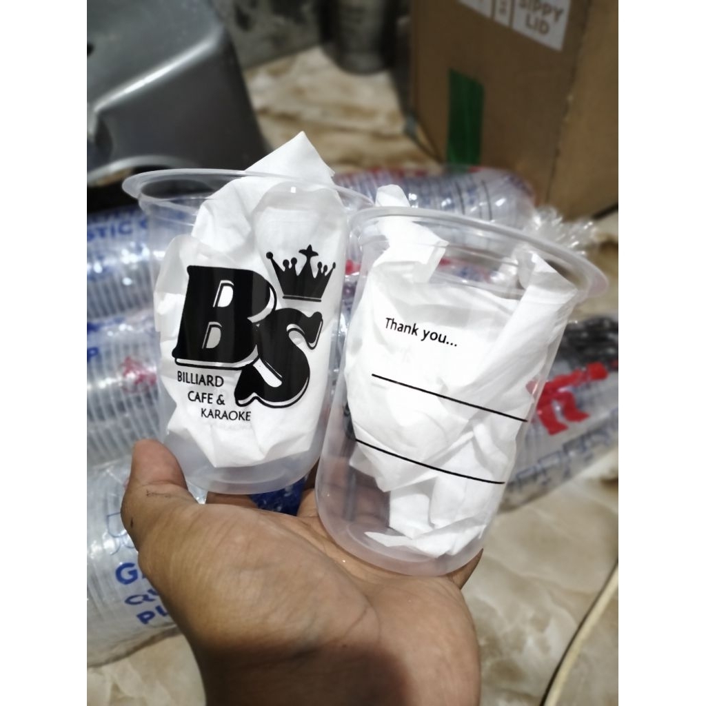 Gelas cup hokaku oval 14oz & 16oz + sablon