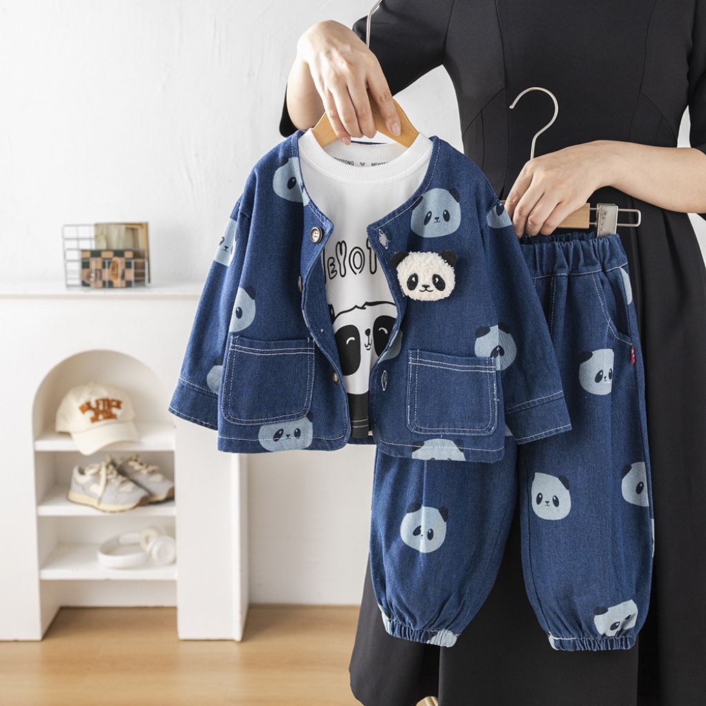 SET 3IN1 JEANS PANDA ANAK LAKI-LAKI IMPORT