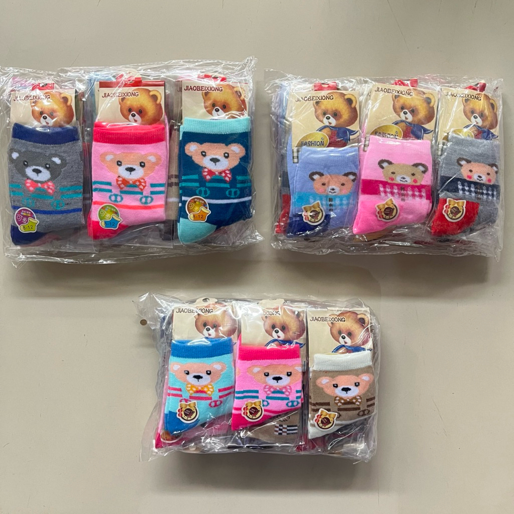 GROSIR (1 LUSIN) Kaos kaki JIAOBEXIONG/ Kaos kaki anak motif karakter) Kaoskaki anak / Kaos kaki ana