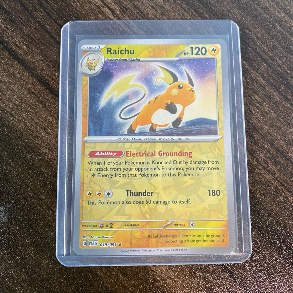 Pokemon TCG English Raichu Reverse Holo 019/091 PAF - Kartu Pokemon Raichu English Paldean Fates - T