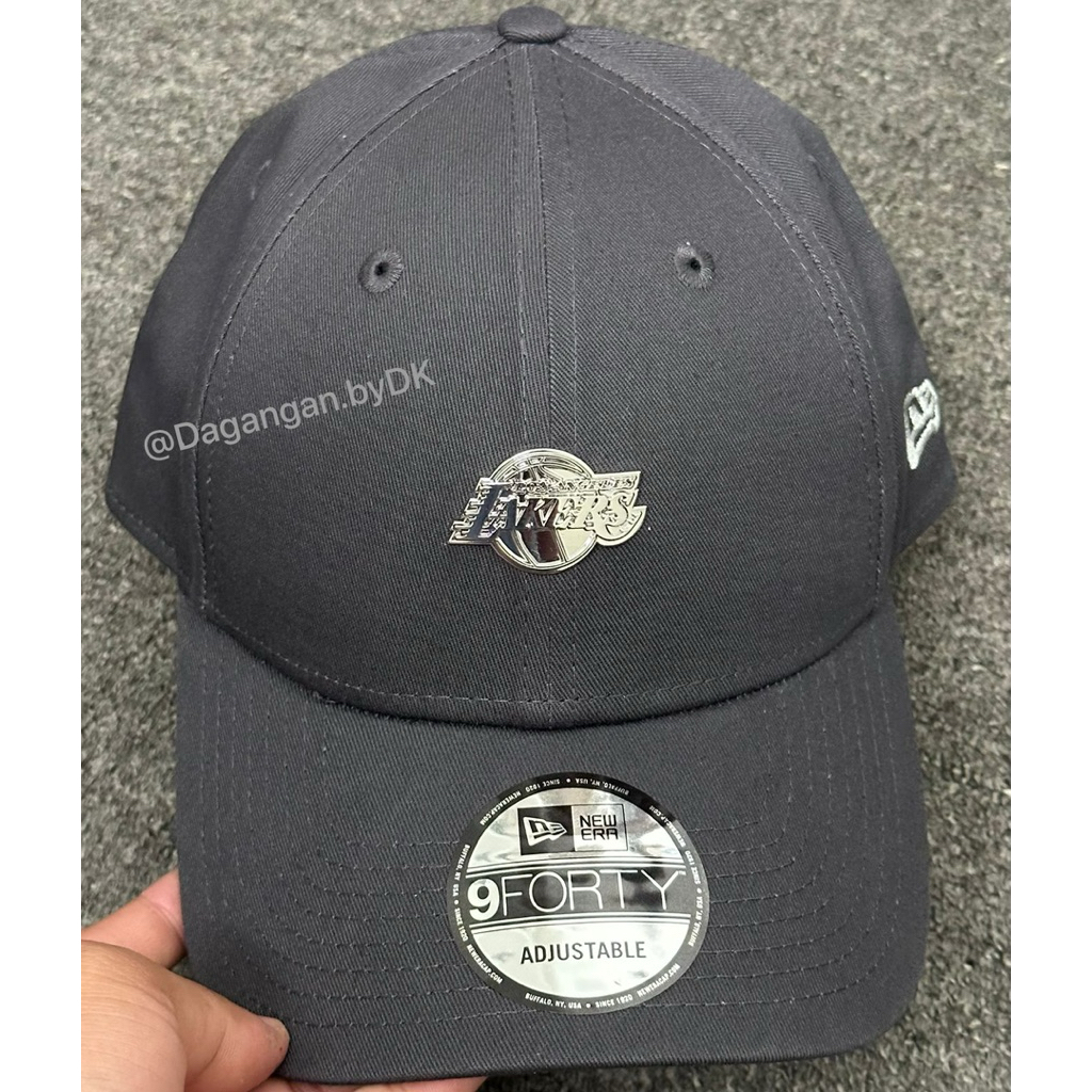 Topi New Era Metal Silver Logo Original 100% Dark Grey