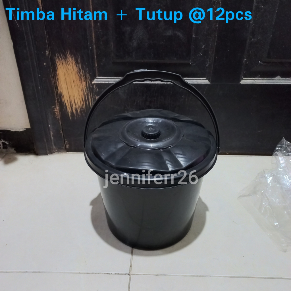 12PCS Timba hitam + tutup timbo hajatan berkatan syukuran ember gagang plastik serbaguna