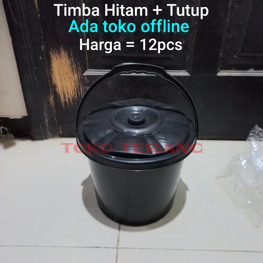 12PCS Timba hitam + tutup timbo hajatan berkatan syukuran ember gagang plastik serbaguna