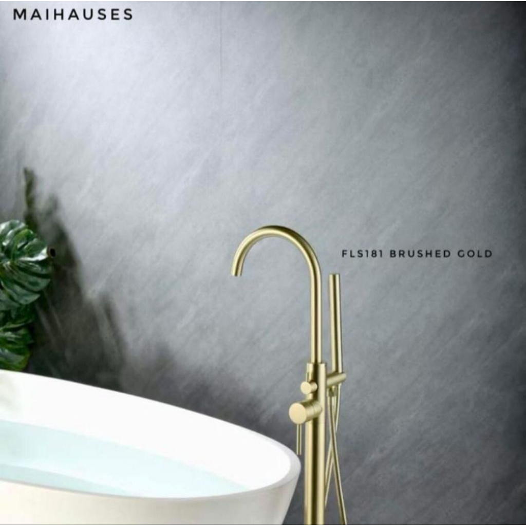 Kran bathtub standing mixer Brush gold, kran kamar mandi standing brush gold
