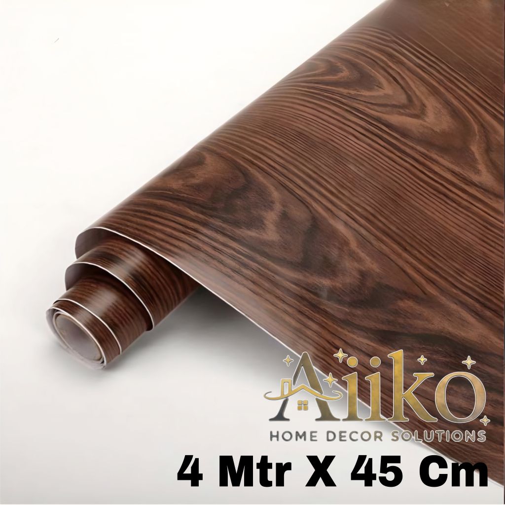 Wallpaper Dinding 4Meter x 45Cm Stiker Kayu Serat Coklat Tua Wall sticker meja lemari Walpeper motif