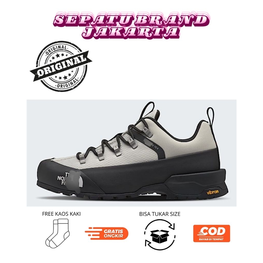 Sepatu Hiking Tnf Glenclyffe Original Low GTX White Black Olahraga Mendaki Gunung