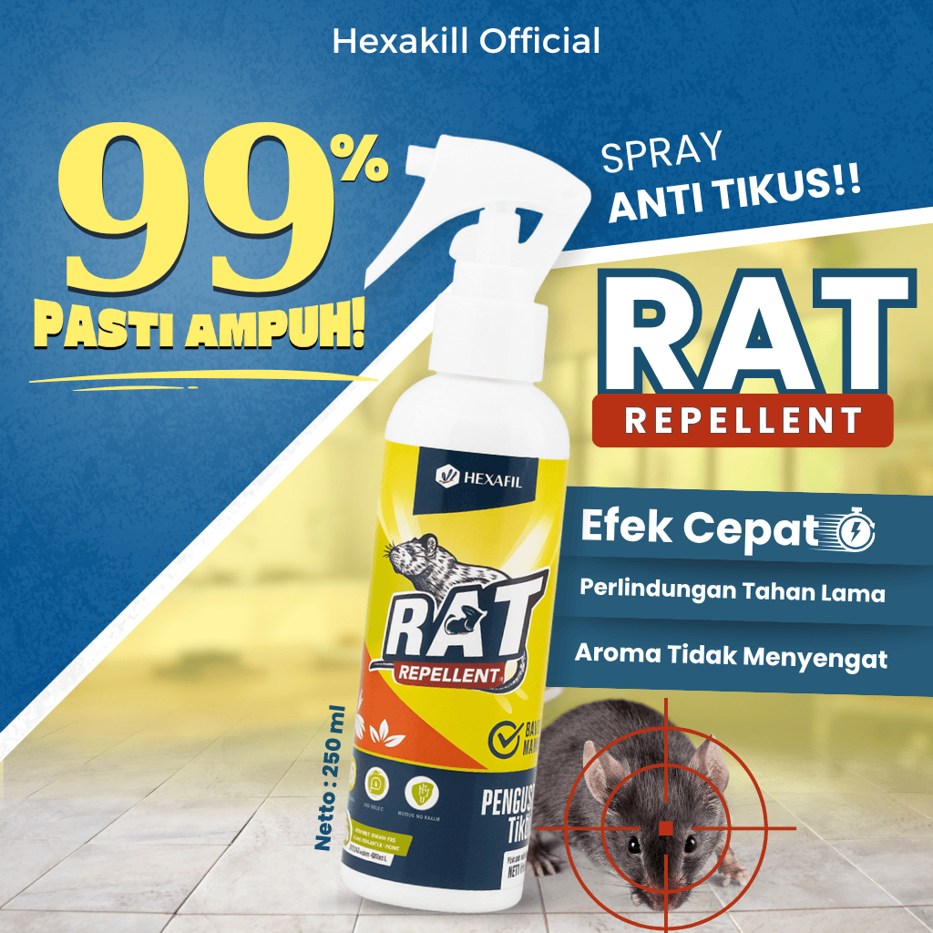 HEXAKILL Pembasmi Tikus Rumah Semprotan anti Hama Tikus Cairan Obat Pengusir Tikus Wiselie Racoon