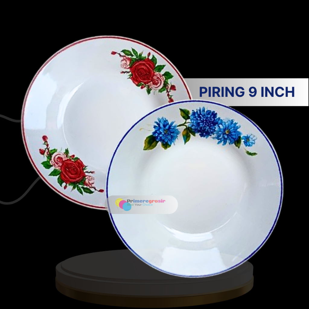 Piring Keramik 1 Lusin 12 pcs Murah / Piring Makan Keramik 1 Lusin Bunga Sunbird Packing Kayu