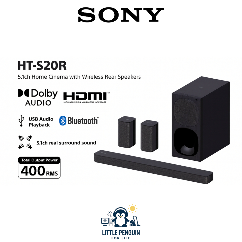 SONY Home Theater Hometheater HT-S20R Soundbar 5.1ch Home Cinema Soundbar System - Black Original