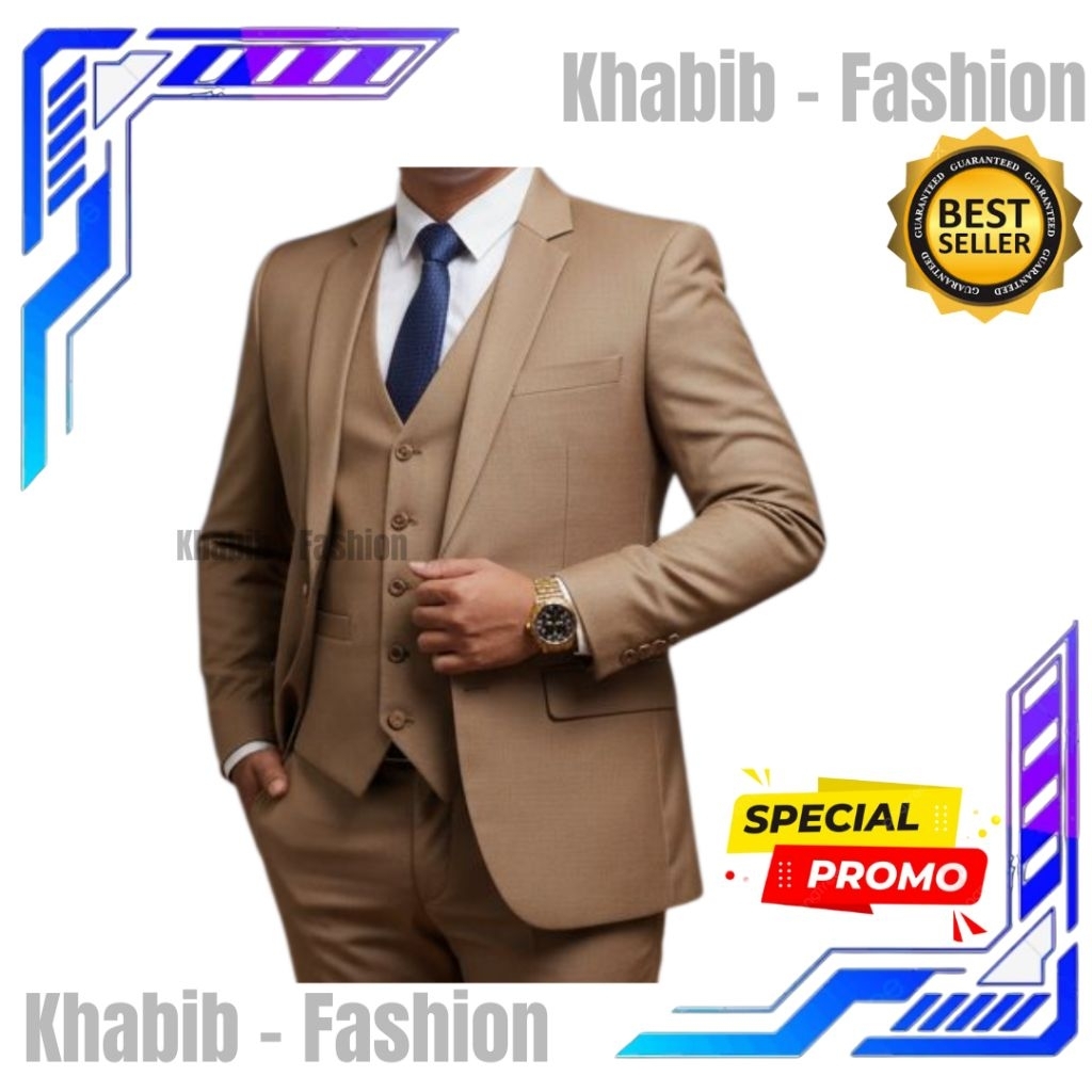 JAS FORMAL / JAS RESMI / JAS NIKAH / JAS ALMAMATER / JAS WISUDA / JAS BLAZER PRIA WARNA COKLAT MUDA 