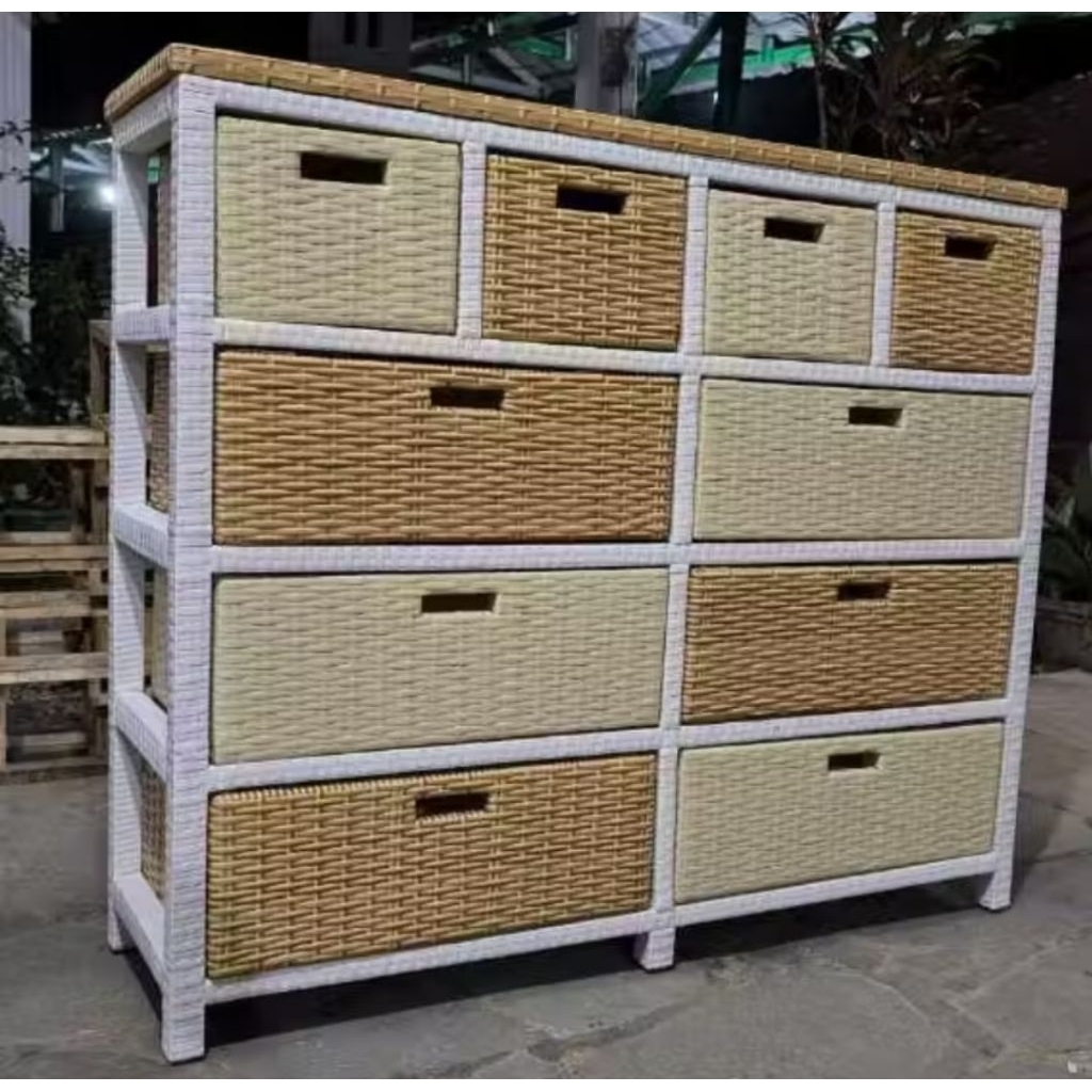 Lemari rotan sintetis 10 laci