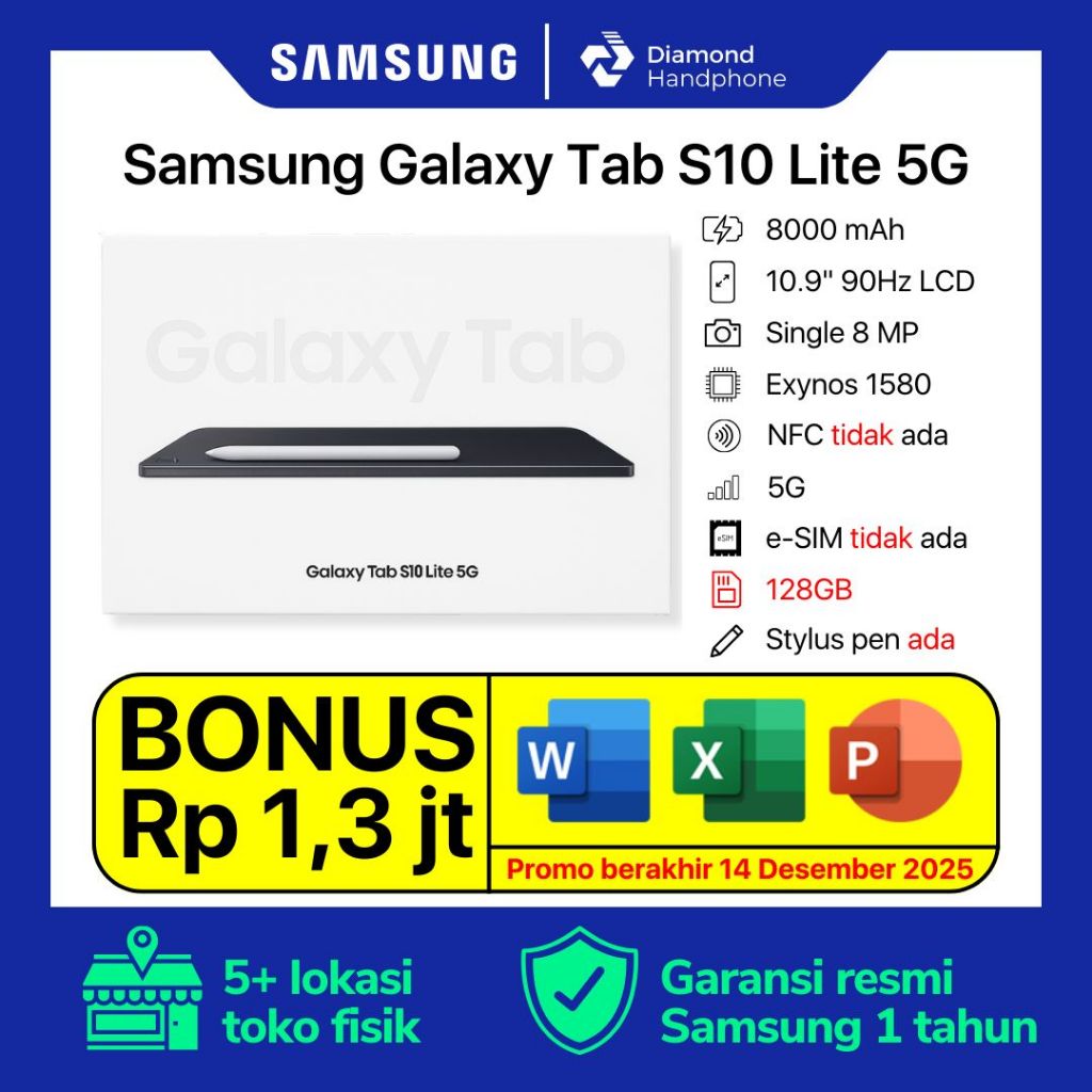 Samsung Galaxy Tab S10 Lite 5G 6/128 6/128GB 6GB 128GB Garansi Resmi