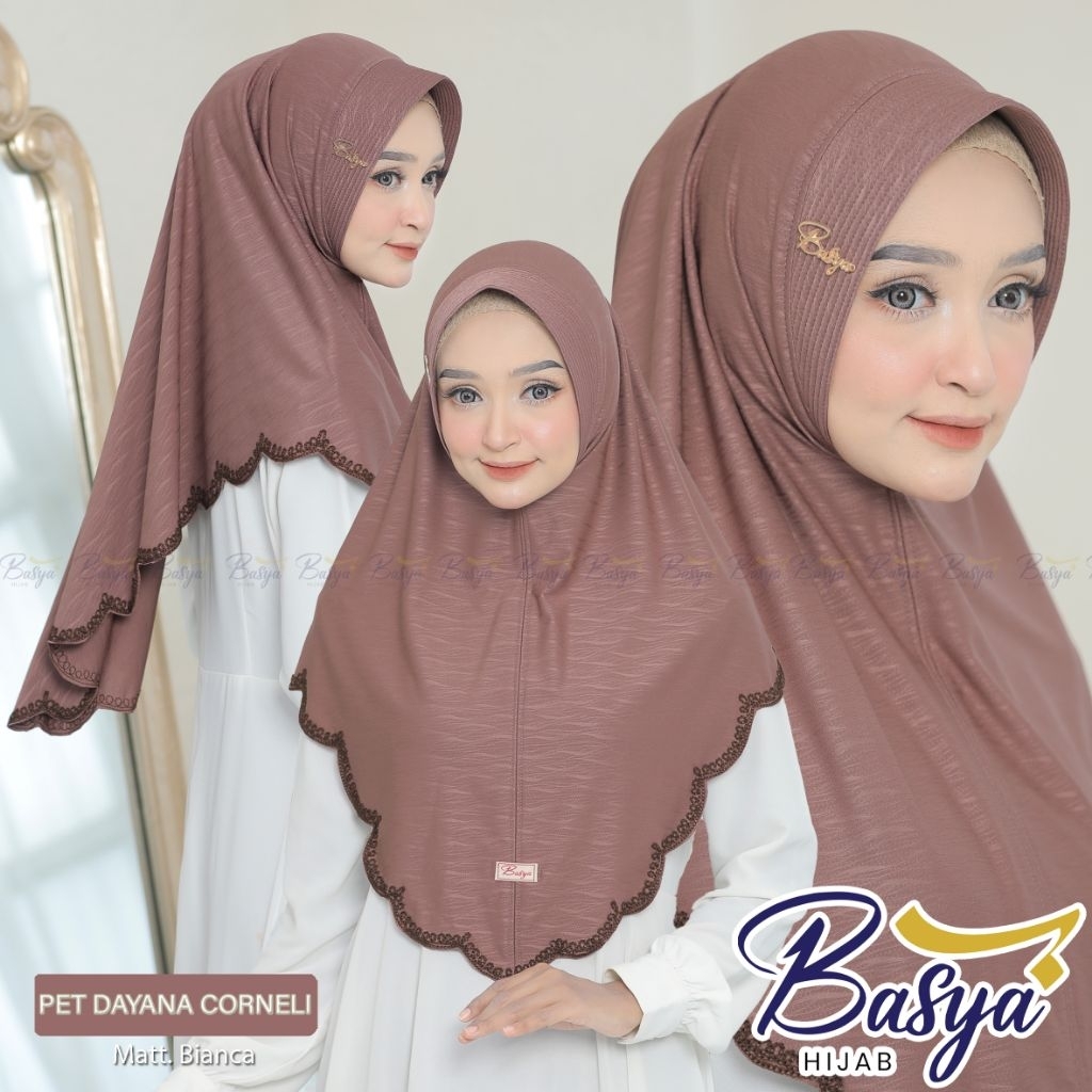 (BASYA) PET DAYANA KORNELI •hijab instan pet•hijab jersey bianca•kerudung instan motif•jilbab instan