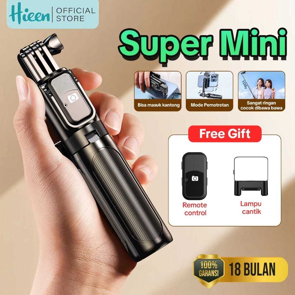 [GIFT 1pc Lampu] Hieen TP09 Bluetooth Selfie Stick(AZ)