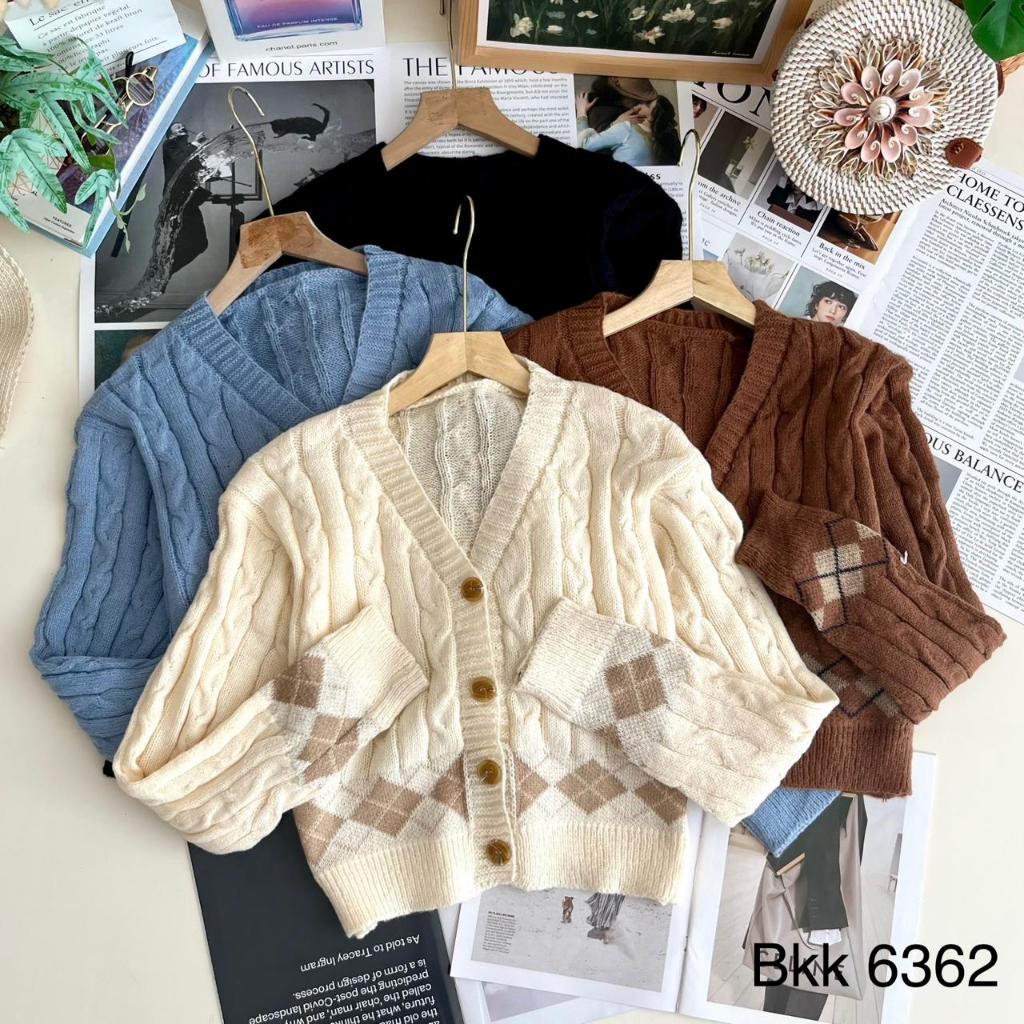 BKK 6362 / GROSIR ATASAN BLOUSE RAJUT IMPORT , PGMTA, ISI 4 PCS BY SUGAR