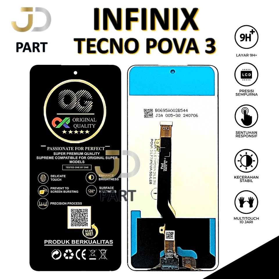LCD TOUCHSCREEN INFINIX  TECNO POVA 3 COMPLETE ORIGINAL 100% FULLSET