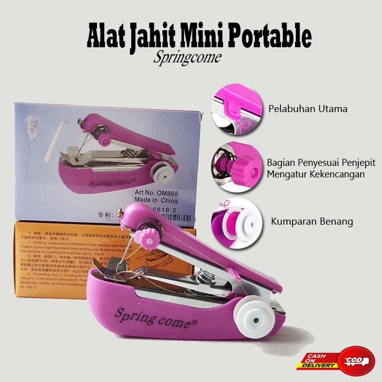 RUGU STORE  Alat Jahit Genggam  – Mesin Jahit Mini Portabel untuk Pemula, Perbaikan Kelim, dan Kain 