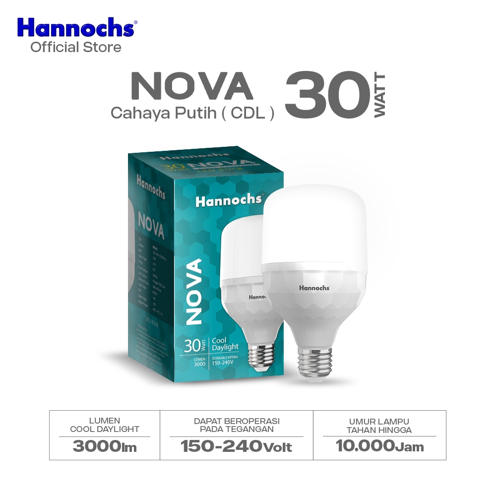 Hannochs Lampu Bohlam LED Nova 30W Cahaya Putih