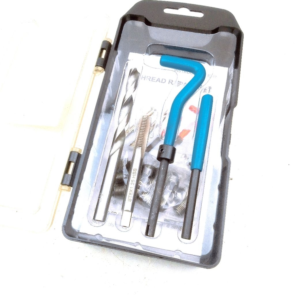 M8 x 1.25 Alat Reparasi Baut 12 Drat Repair Drat Slek Dol Recoil Set Isi Tap Bor Dan Handle
Alat rep
