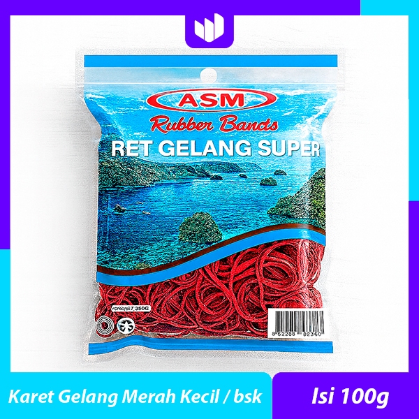 Karet Gelang Merah Kecil Super Kuat ASM / Kualitas Premium / Karet Bungkus, Sayur Isi 100g