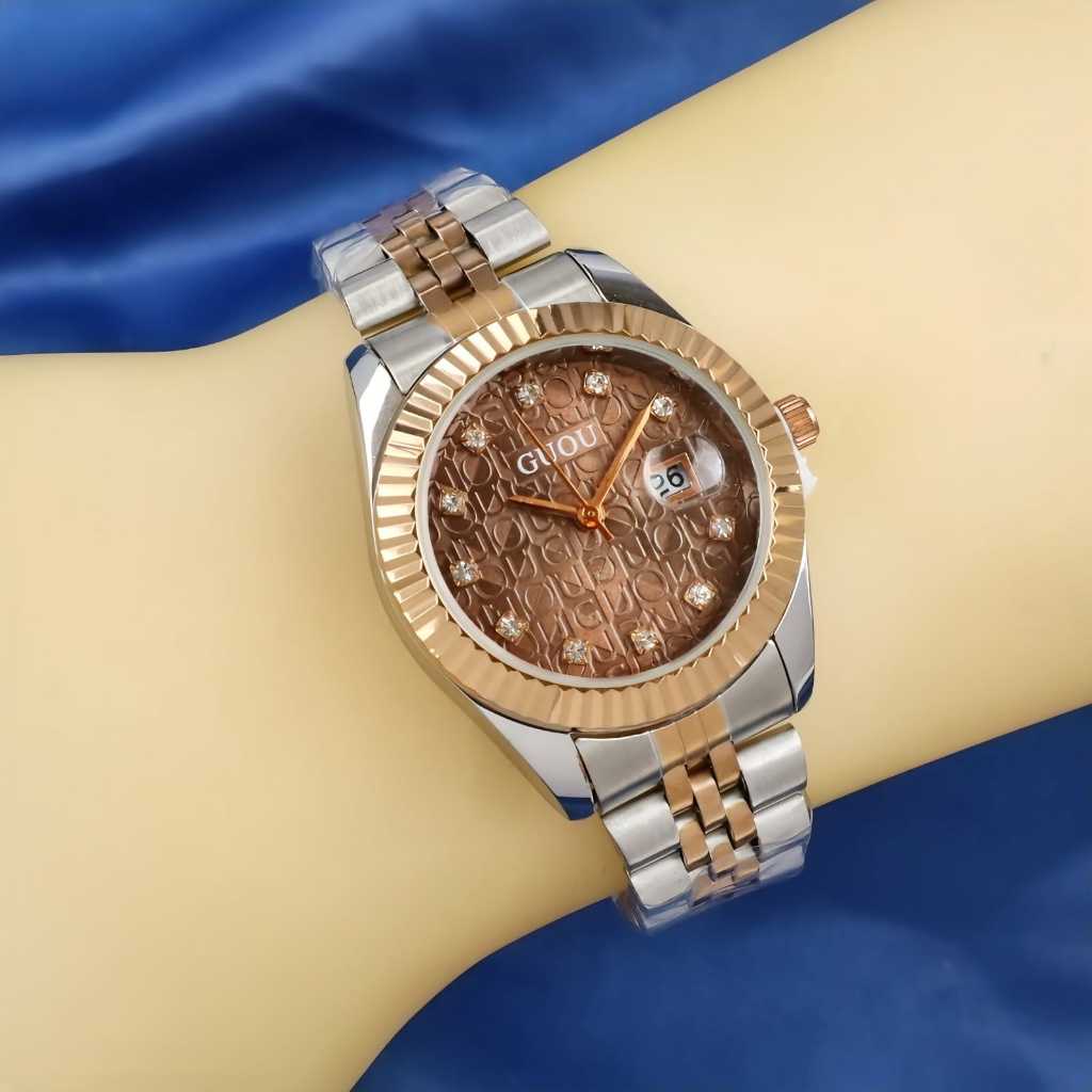 Jam Tangan Wanita GUOU Original 4556 Tanggal Aktif Full Set Fre Box Ori & Paperbag & Kartu Garansi V