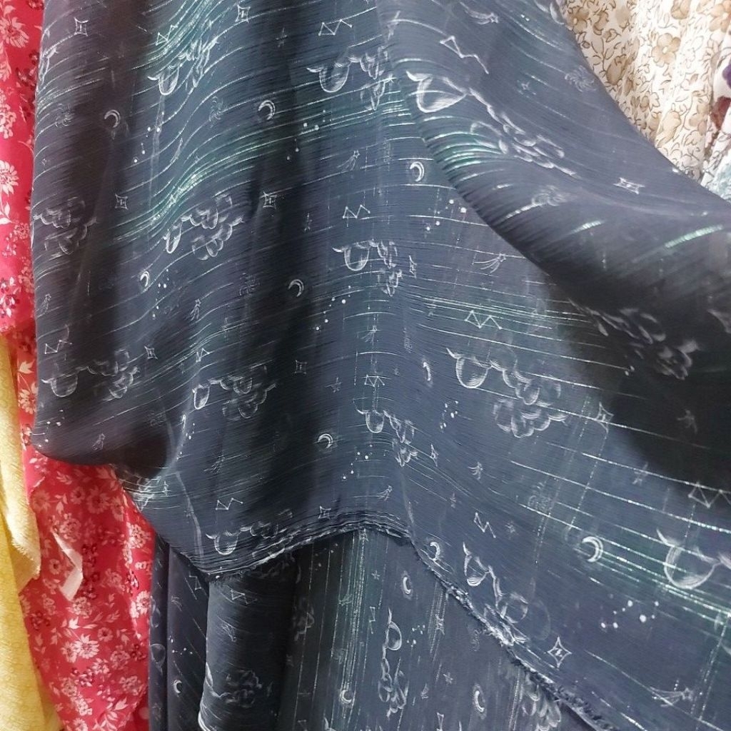 BAHAN KAIN SIFON LUREX/KAIN CHIFFON YORYU MOTIF LEBAR 150CM