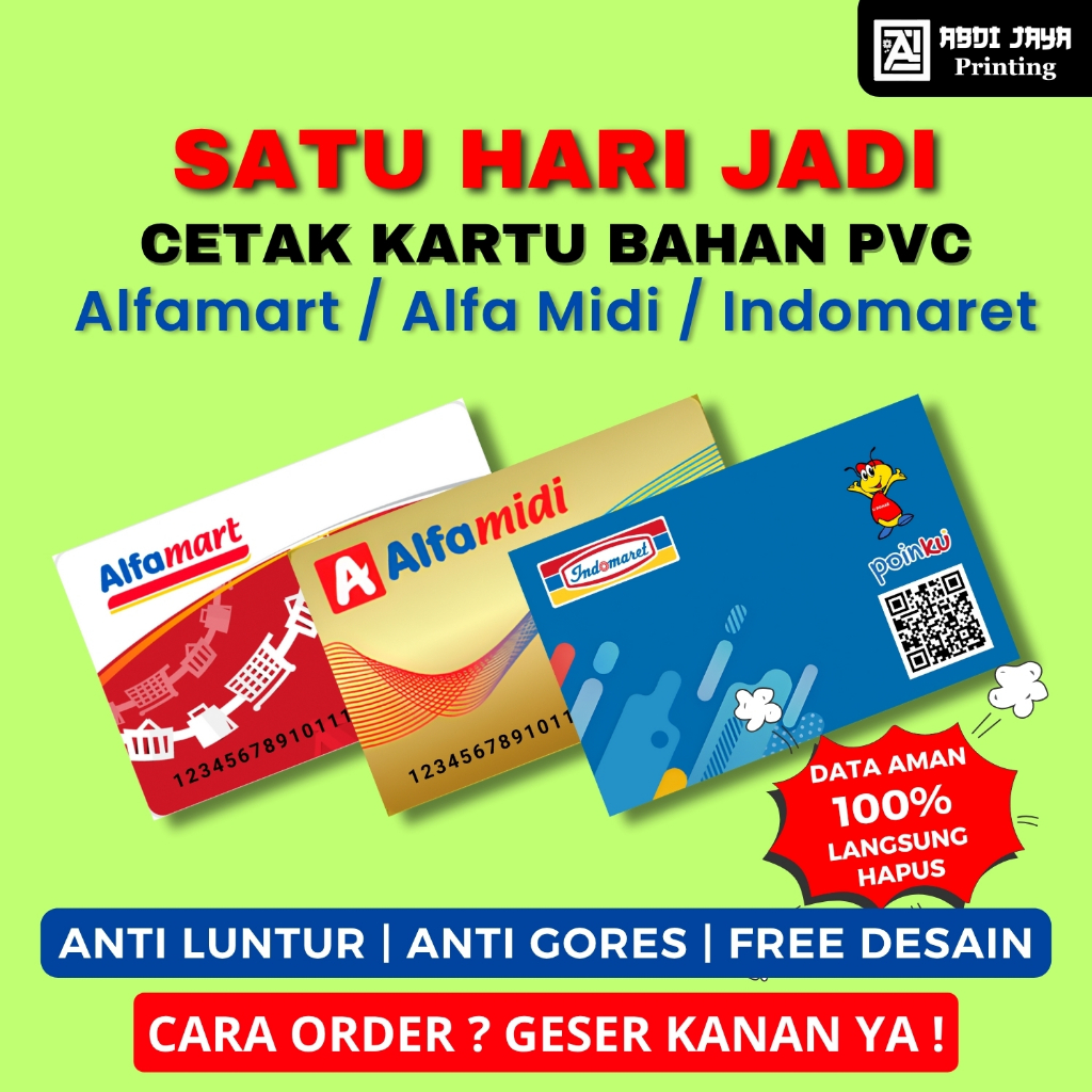 Kartu Member Alfamart Alfagift / Alfamidi / Indomaret Bahan PVC Anti Luntur