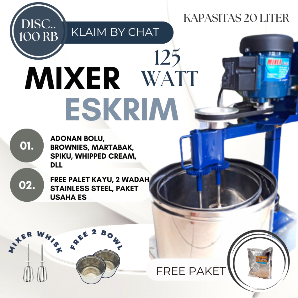 Mixer Usaha Eskrim Mikser Kue Mikser Es  Pengaduk Mixer 15-20 liter Gratis Mangkok Mixer