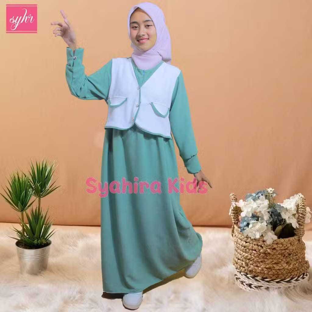 Gamis anak perempuan/gamis rompi /pakaian anak perempuan terbaru2023 bahan katun HQ /REMAJA TANGGUNG