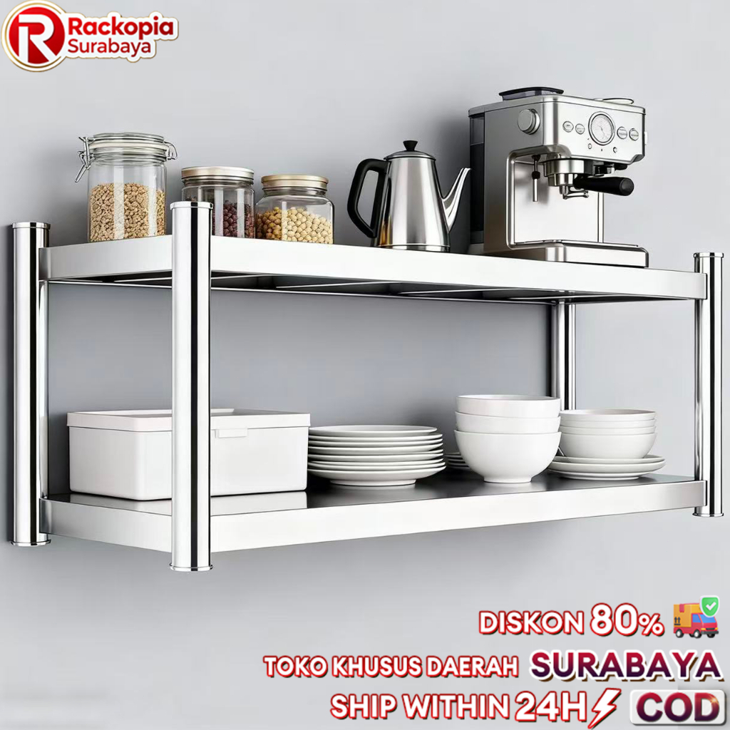 SUS 304 Rak Dinding Dapur Stainless Steel Rak Oven Microwave Rak Bumbu Rak Dinding Baja Tahan Karat