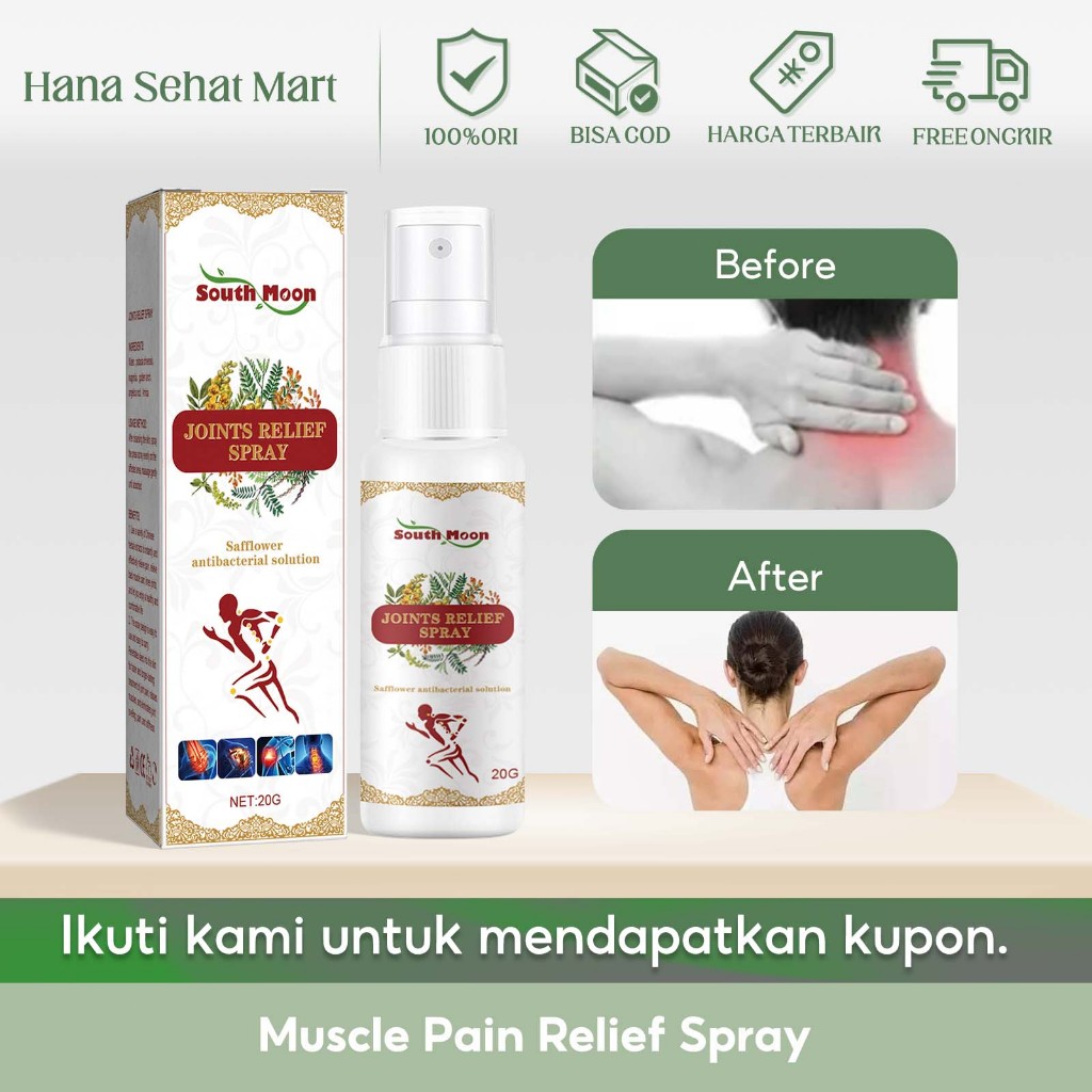 South Moon Muscle Pain Relief Spray 20g Semprotan Penenang Sendi Mengobati Nyeri Pinggang, Nyeri Leh