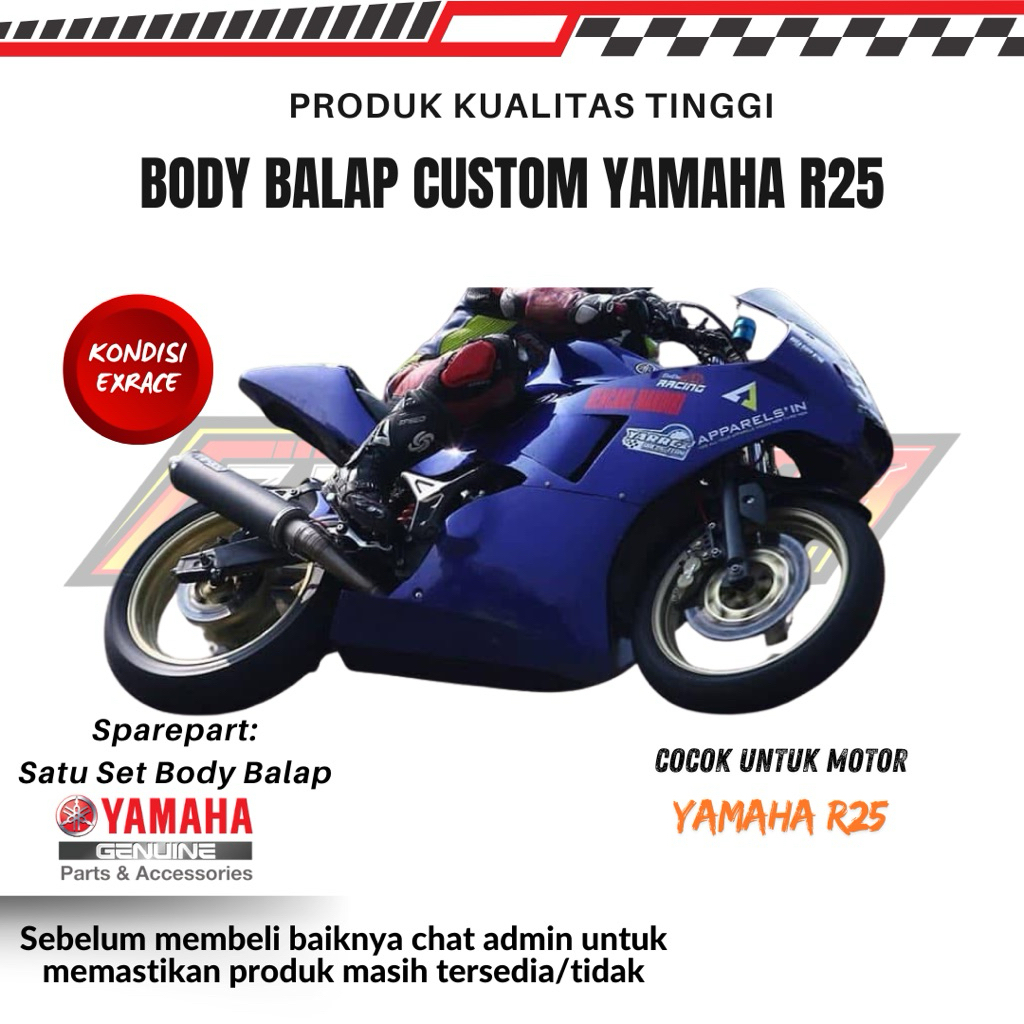 Body Balap Motor Yamaha R25 FULL BIRU
