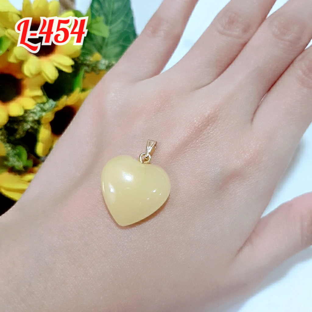 LIONTIN BATU GIOK HIJAU BENTUK HATI & KOTAK BANDUL KALUNG DEWASA TANPA RANTAI/L-395