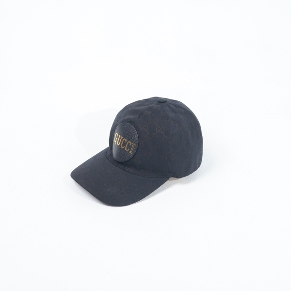 Topi GG SUPREME GOLD TEXT PATCH BLACK CAP 100% ORIGINAL