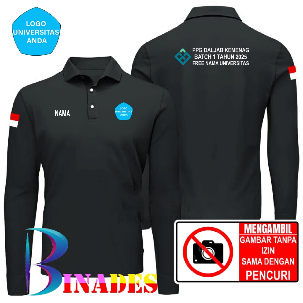 Jual Kaos Kerah Model Baju Kerah PPG DALJAB KEMENAG BATCH 1 TAHUN 2025 FREE NAMA UNIVERSITAS Kaos Wa