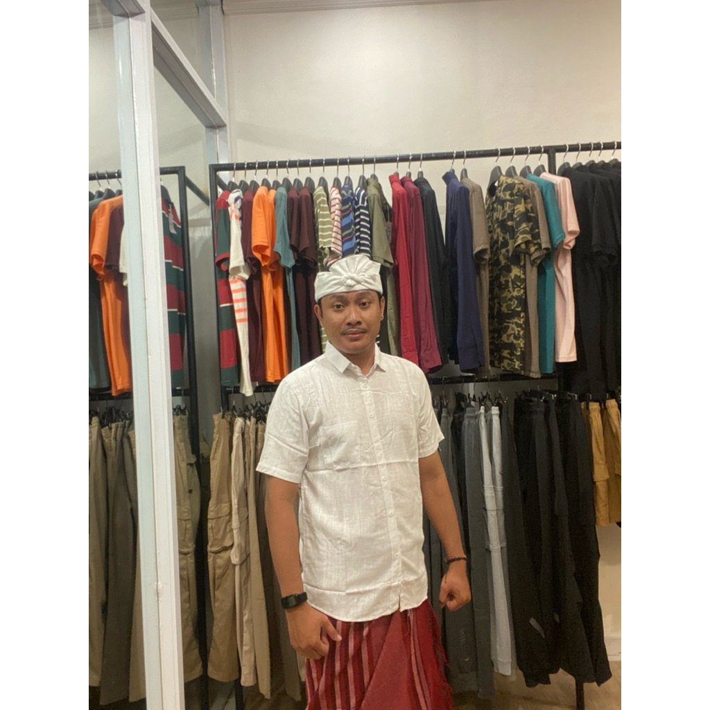 Kemeja Serat Jagung Lengan Pendek Putih | Kemeja Pria | Baju Adat